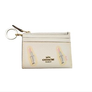 NWT Coach Cream Lipstick Print Card Holder Wallet
